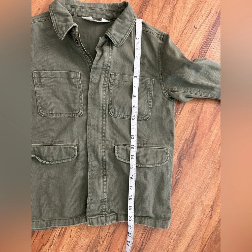 H&M Olive Green Canvas Shacket Girls Size 12